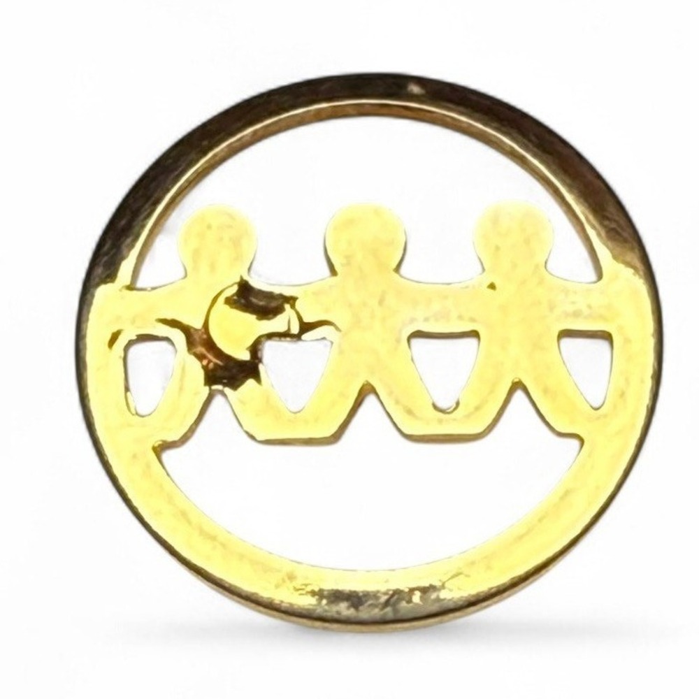 VTG Union Made Brotherhood Solidarity Lapel Pin 3 People Chain Logo Gold Tone‎